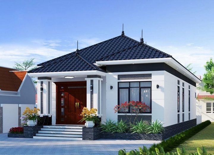 Cửa nhôm kính giúp tối ưu hóa sự kết nối không gian trong nhà mái Nhật 1 tầng.