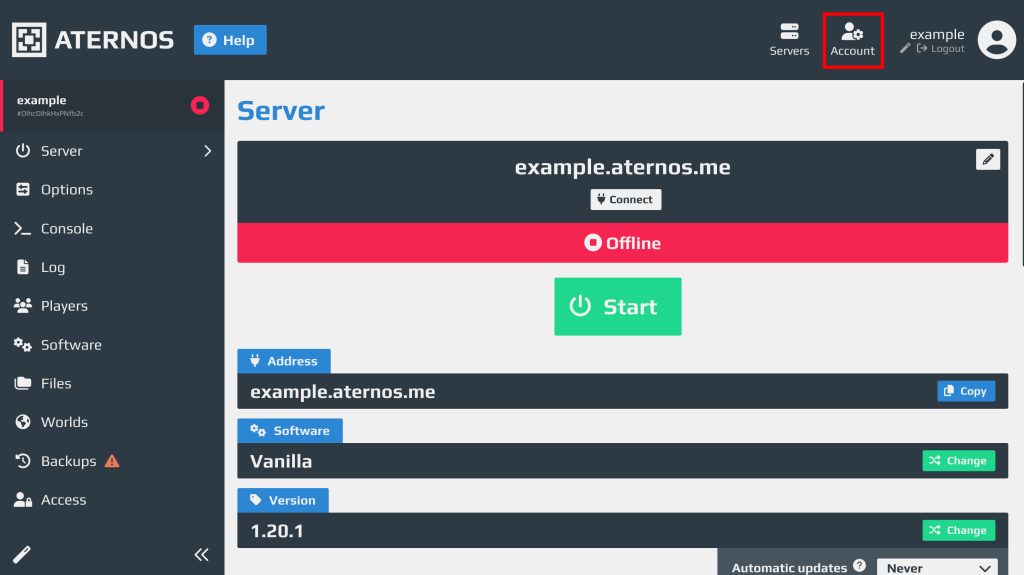 Đánh giá Aternos - Giao diện quản lý server đơn giản, dễ thao tác